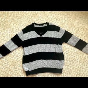 BRANDY MELVILEE grey and navy blue/black striped Nikki Sweater-worn once